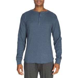 Unsimply Stitched Mens  Thermal Henley Shirt, Blue